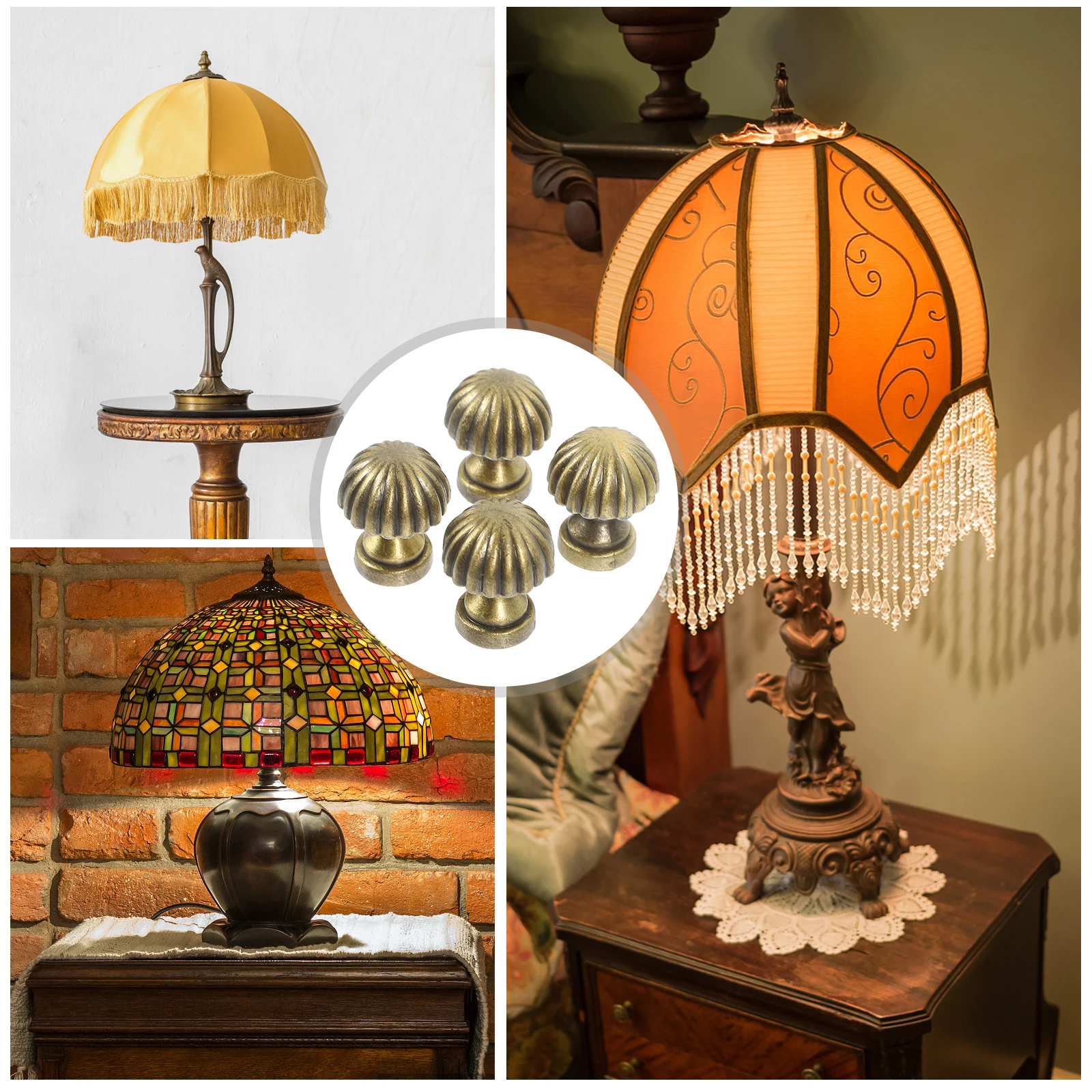 

4pcs Retro Lamp Shade Finial Decor Light Knob For Floor Table Lamps Solid Durable Replacement Modern Stylish Home Office Bedroom