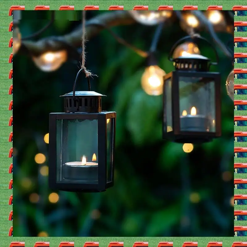 ABMO Lanterns For Candles Garden Lanterns, 2 Pcs Vintage Style Hanging Small Lanterns For Tealight Candle, Tea Light Holders