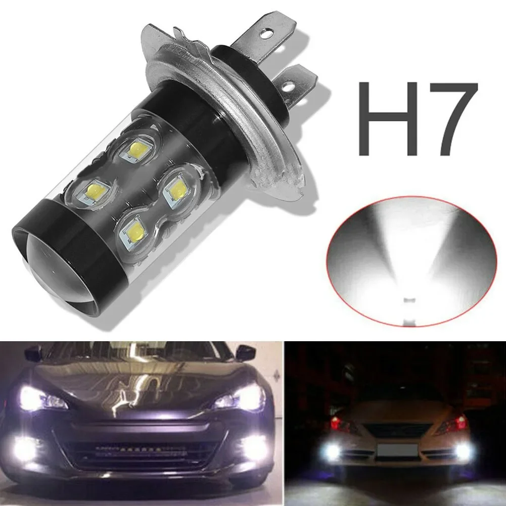 2pcs H7 LED Lamp Headlight Fog Light DRL Bulbs DC 9V-36V 6000K White Light LED Front Fog Light Driving Lamps Car Accessories