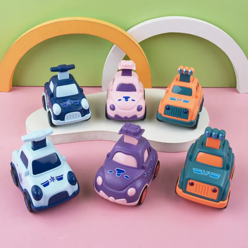 Hot Sale Cute Kids Press Glide Fun Car Cartoon Pull Back Inertia Car Children's Toy Car Toys Festival Christmas Birthday Gift