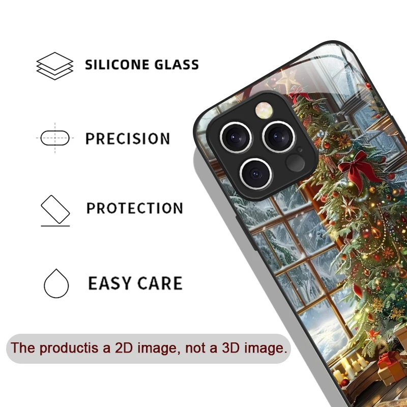 Kerstboomcadeau Besneeuwde stad Landschap Creatieve telefoonhoes voor iPhone 17 16 Pro Max 15 14 13 12 Mini 11 Pro XS XR 7 8 Plus Cover