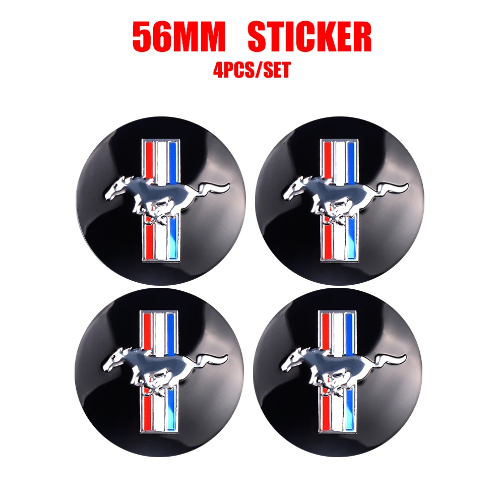 4 Stück Auto-Radnabenkappen 56MM Felgenabdeckung Emblem Radkappen-Aufkleber für Ford Focus ST Ranger Mondeo Kuga Ecosport Fiesta Shelby