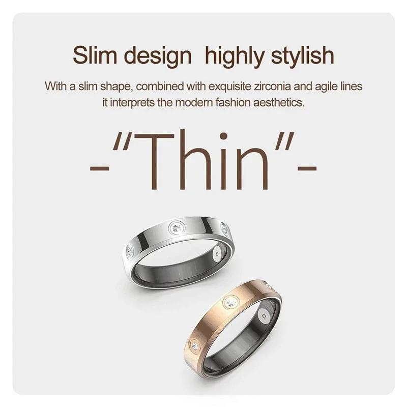 For Xiaomi Smart Ring Women Men Super Narrow Heart Rate Health Stress Measurement Monitor HR01 Waterproof Fashion Ring New