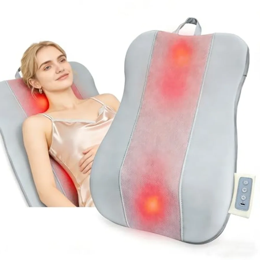 

Back and Neck Massager with Heat 3D Kneading Up-Down Rolling Massage Ultrathin Shoulder Massage Pillow for Back Waist Neck Pain
