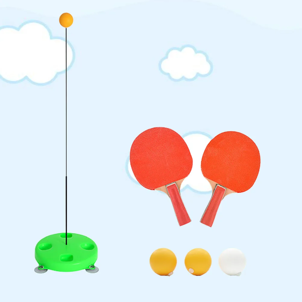 1 Set Green Mini Table Tennis Training Device Elastic Bobbin Sports For Kids Reflex Coordination Practice Indoor Outdoor Play