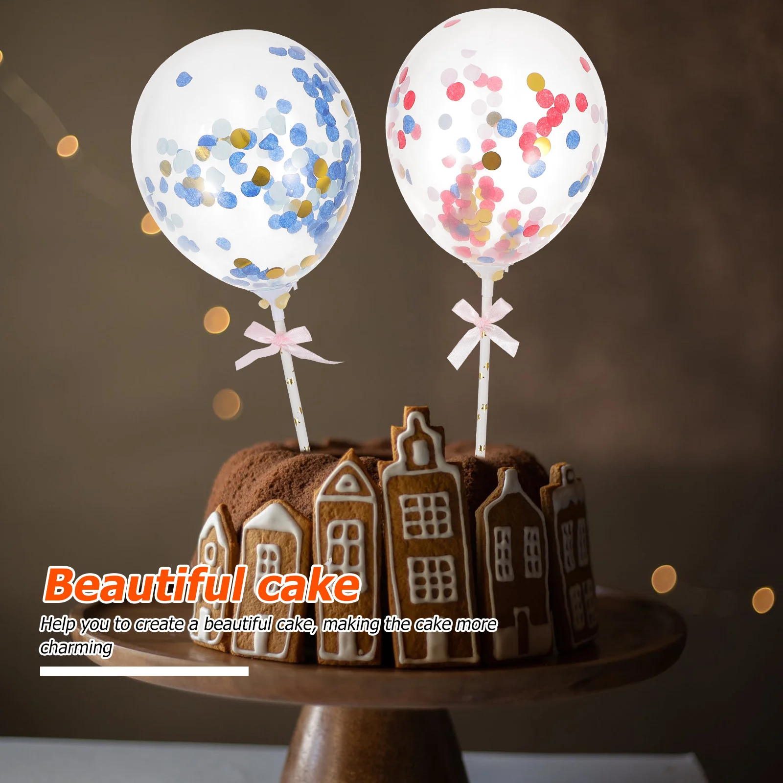 

10Pcs Balloon Cake Toppers Assorted Colors Festival Baking Decoration Party Supplies Lovely Cake Inserts Baking Decoration