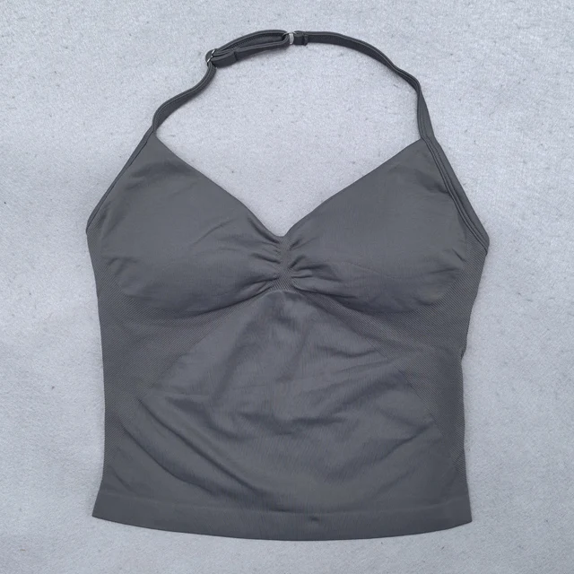 Verstelbare sporttop met bandjes Dames backless gymtop Ingebouwde bh Yogakleding Mouwloze shirts Workout-outfits Tanktop