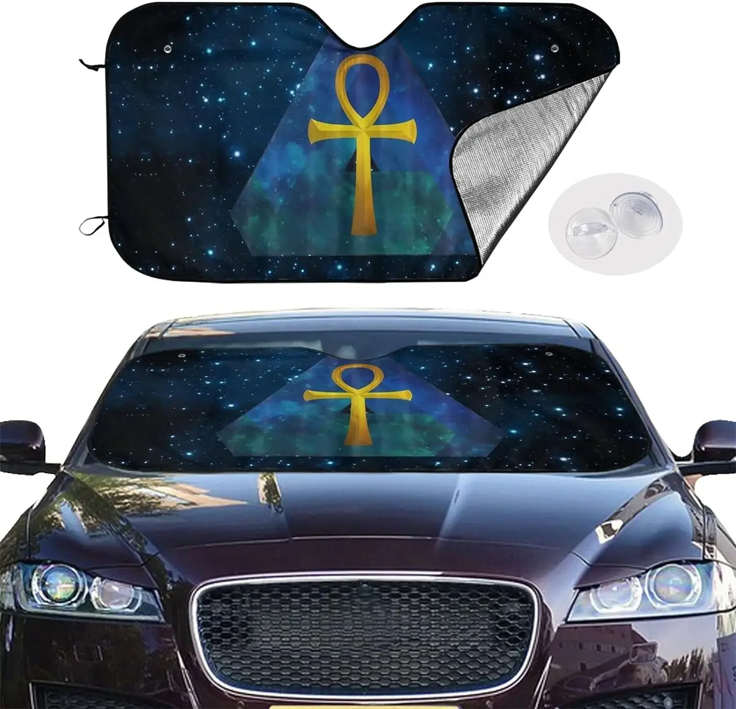 The Cross of Christianity Pattern Sun Shade Front Window Sunshade for Most Sedans SUV Blocks Uv Rays Keep Your Vehicle Cool