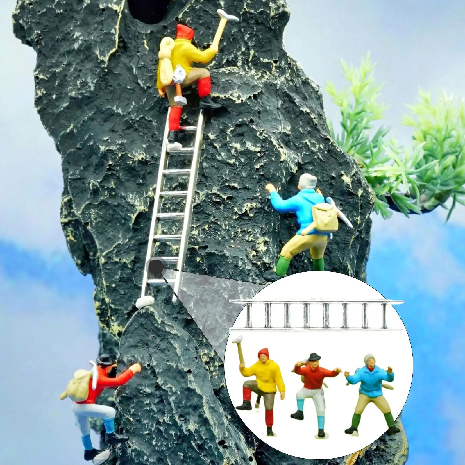 3x 1/64 Miniature Figures Miniature Scene Figurines Rock Climbing Sports Theme Painted Dioramas for Collections Layout Props
