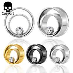 Casvort 2PCS Fashion Summer 316 Stainless Steel Round Ear Gauges Stretcher Ear Plugs Tunnels Piercing Women Body Jewelry