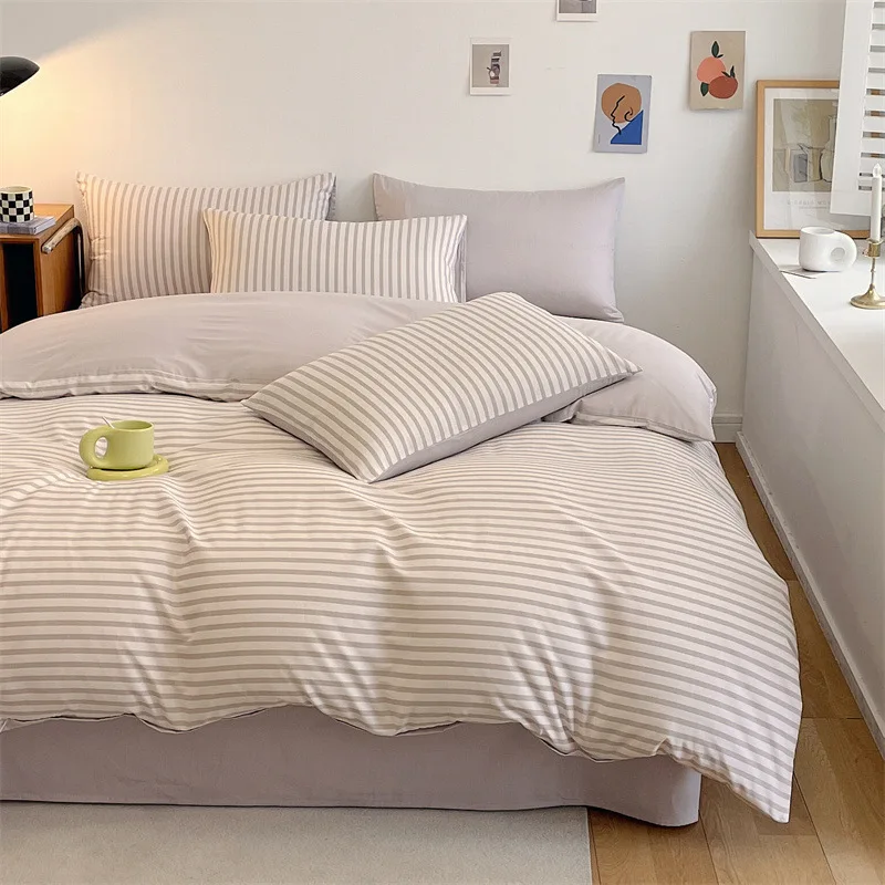 Solid color comfortable bedding three-piece set, yellow four-piece set