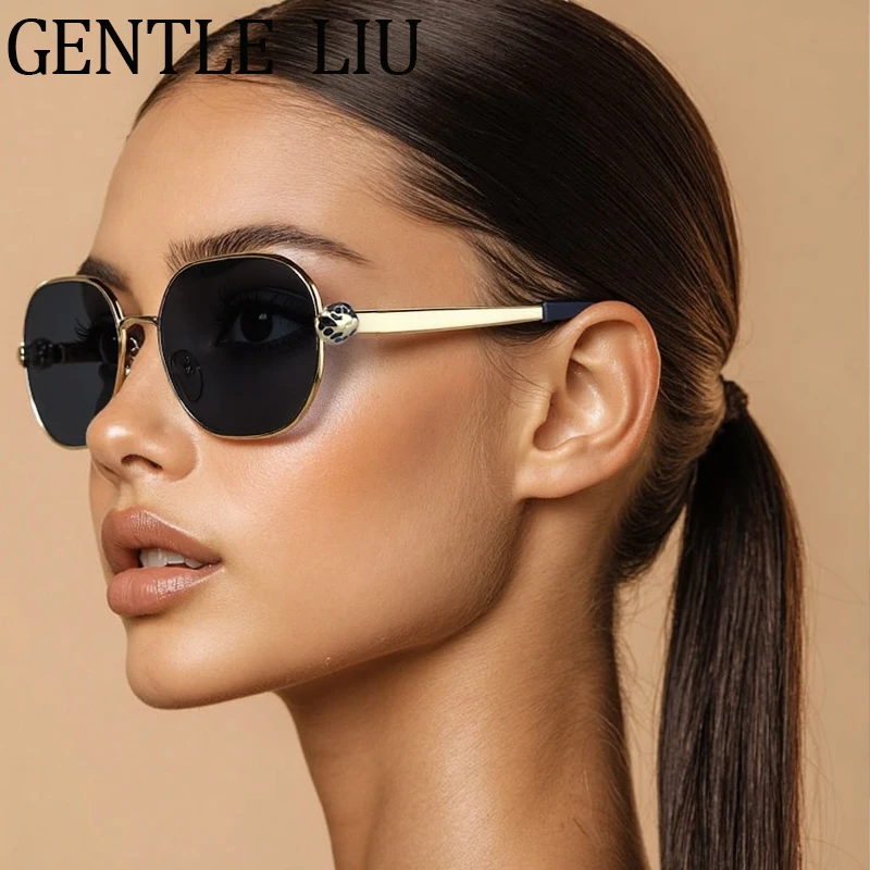 خمر النظارات الشمسية مربع غير النظامية النساء 2025 العلامة التجارية الفاخرة الشرير مضلع إطار معدني نظارات شمسية للسيدات نظارات UV400 ظلال