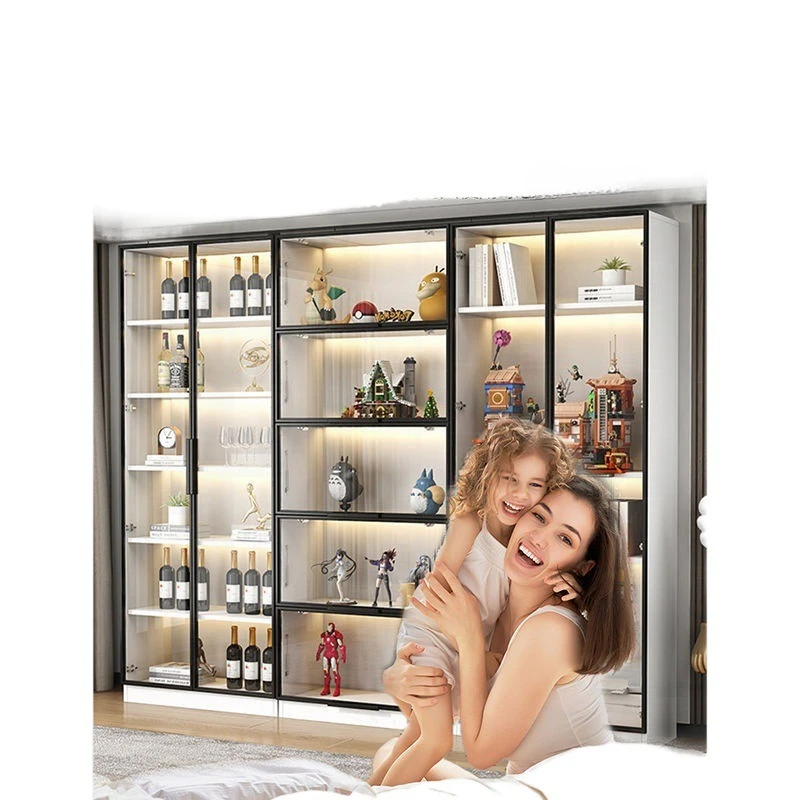 

Figure display cabinet household floor-to-ceiling glass door storage light luxury