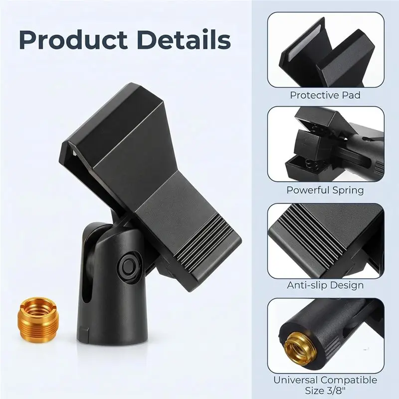 【TODAY-BUY】Adjustable Mic Clips 12 Pack For Stand Set, Mic Holders With Adapters For Stage, Studio& Podcasting