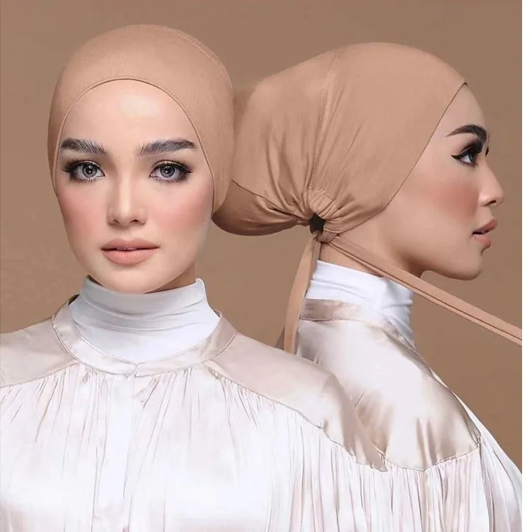 New Soft Modal Muslim Hijab Hat Inner Hijab Bottom Hat Tie Rope Islamic Bottom Indian Hat Female Hijab Adjustable Mujer