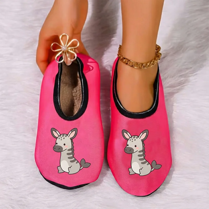 

Four season wearable couple cartoon bird print with thin velvet lining, breathable, high elasticity, anti slip floor slippers