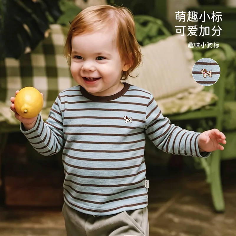 ZOETOPKID Girls Long Sleeve Striped T-shirt and Overalls Autumn Winter Children's Base Layer Shirt and Suspender Pants