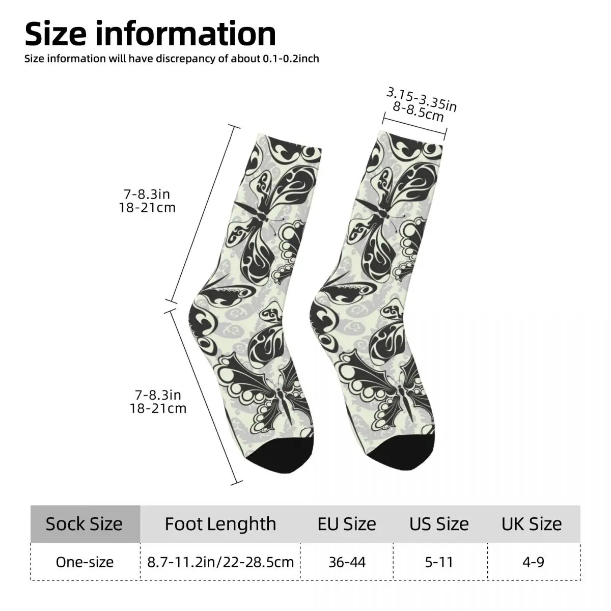 Happy Vintage Retro Butterflies Crazy Men's Socks Unisex Street Style Pattern Printed Novelty Crew Sock Boys Gift