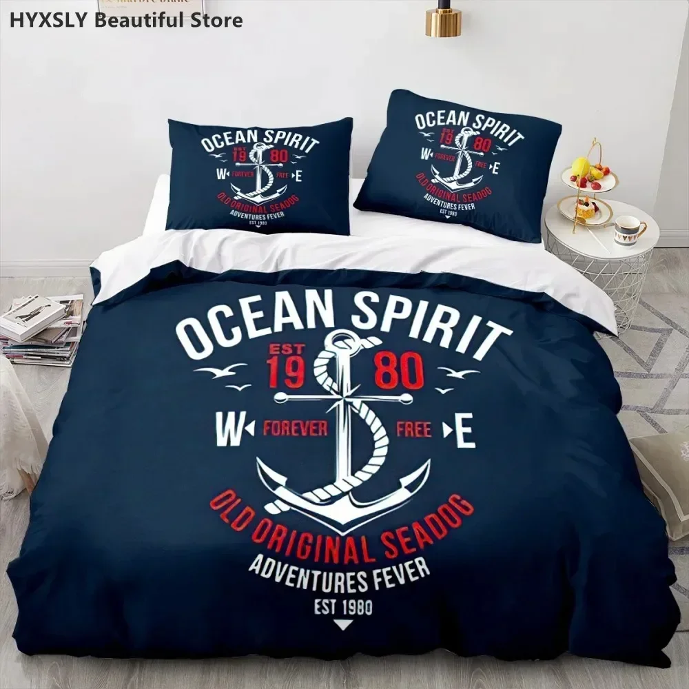 Ship Anchor Nautical Comfortable Duvet Quilt Cover Pillowcase Bedding Set Children Bedroom Decoration Home Textile