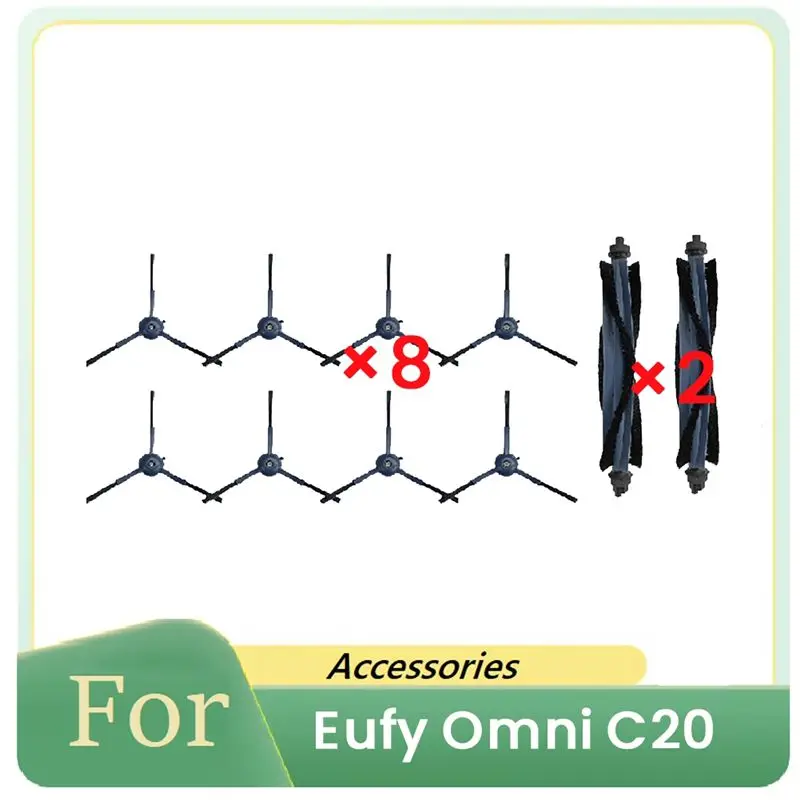 

PZHI-10 Pcs Main Side Brush For Eufy Omni C20 Sweeping Robot Accessories Cleaner Parts Replacement