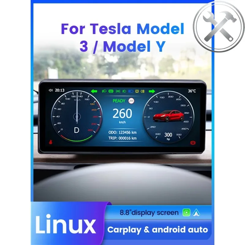 

MEKEDE LINUX System Smart Digital Speed Dashboard Driver Mini Information LCD Display Mileage Speed Auto Parts for Model 3/Y