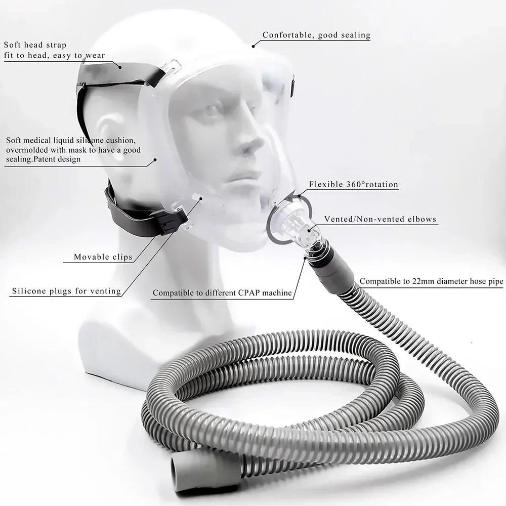 Original CPAP Full Face Mask&Headgear for Most Auto CPAP/BiPAP Machine APAP Mask Improve Comfort Anti Snoring Relief Sleep Apnea