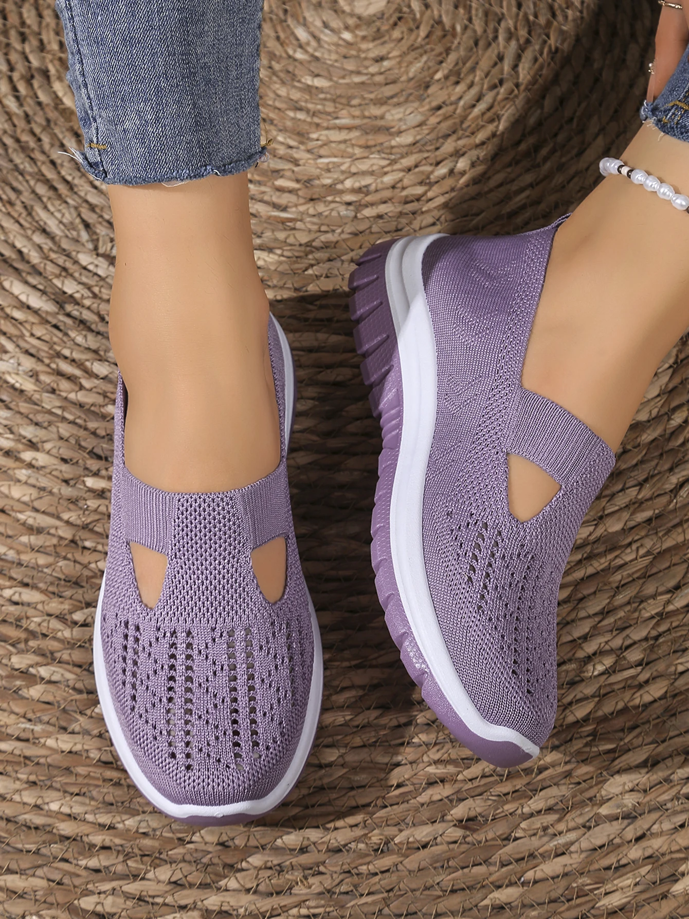 Atmungsaktive Mesh-Flachmules für Damen, leichte Slip-On-Wanderschuhe, bequem, vielseitig, für den täglichen Gebrauch, für Reisen im Freien, lässige Mutter-Schuhe – Detail 32
