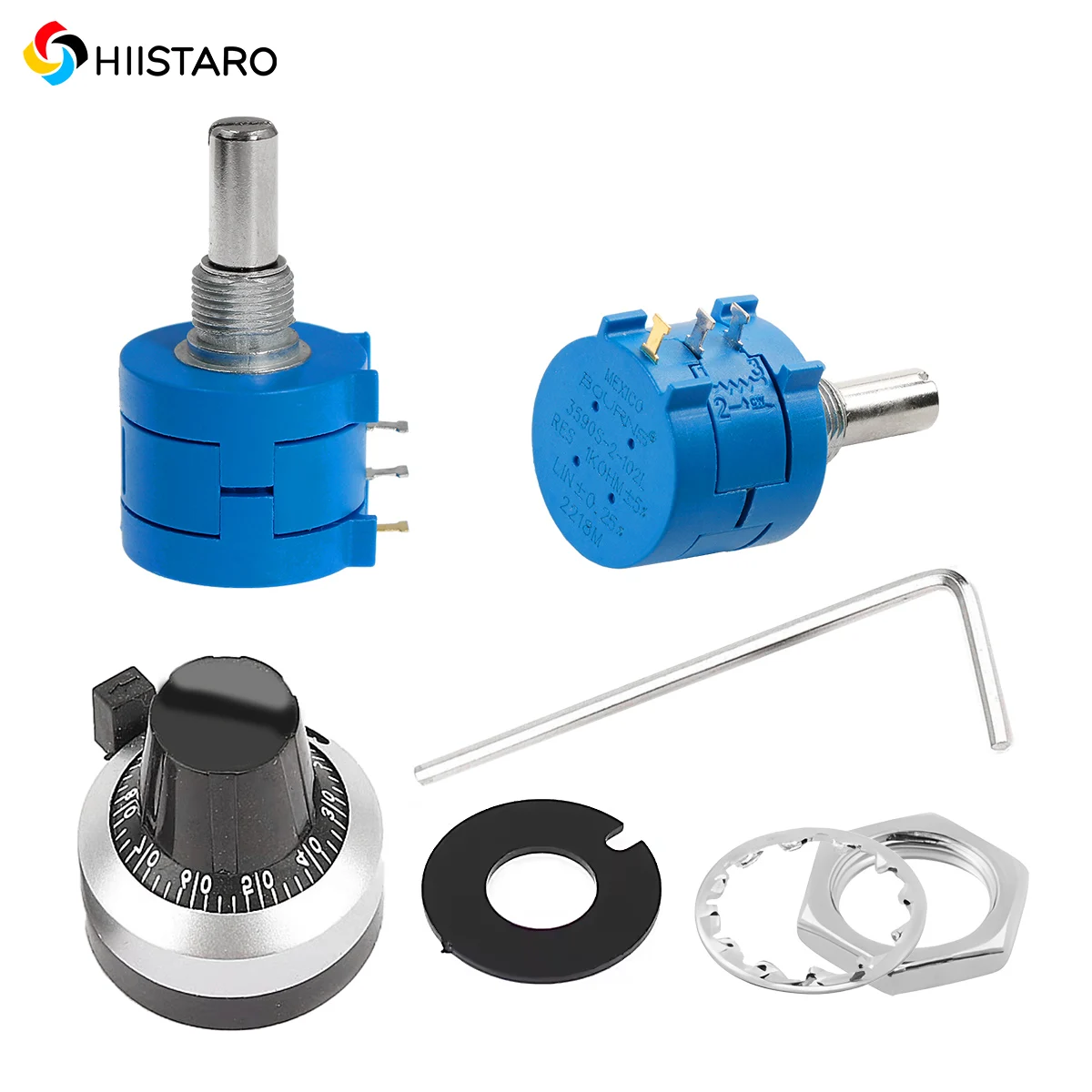 

1 Set Potentiometer 3590S Multiturn potentiometer with knob Kit 10K 100R 200R 500R 1K 2K 5K 20K 50K 100K ohm