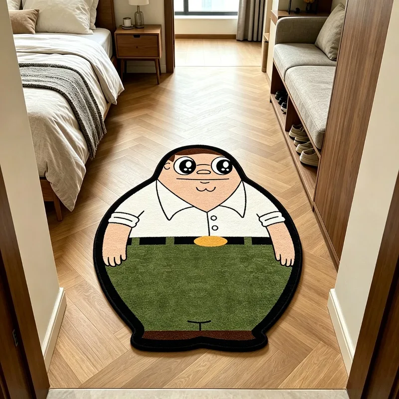 Cartoon Cute Anime Character Pattern Rug Creative Fun Bedside Living Room Carpet Soft Washable Home Decor Bedroom Floor Mat