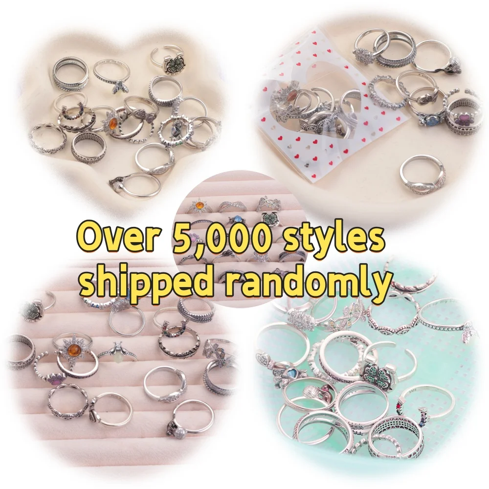 925 Sterling Silver Original New Fashion Women Girl Ring Randomly Mixed Pack Surprise Gift Stacking Jewelry Wedding Anniversary