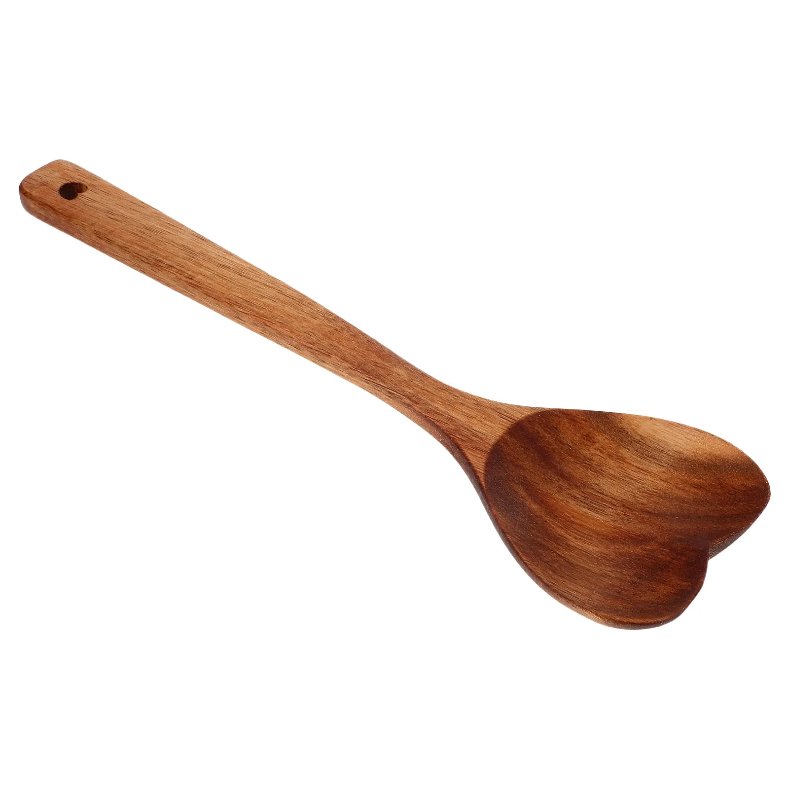 Heart Shaped Wooden Spoon for Cooking Stirring Mixing Serving Robust Natural Wood Long Handle Kitchen Utensil Cute Romantic