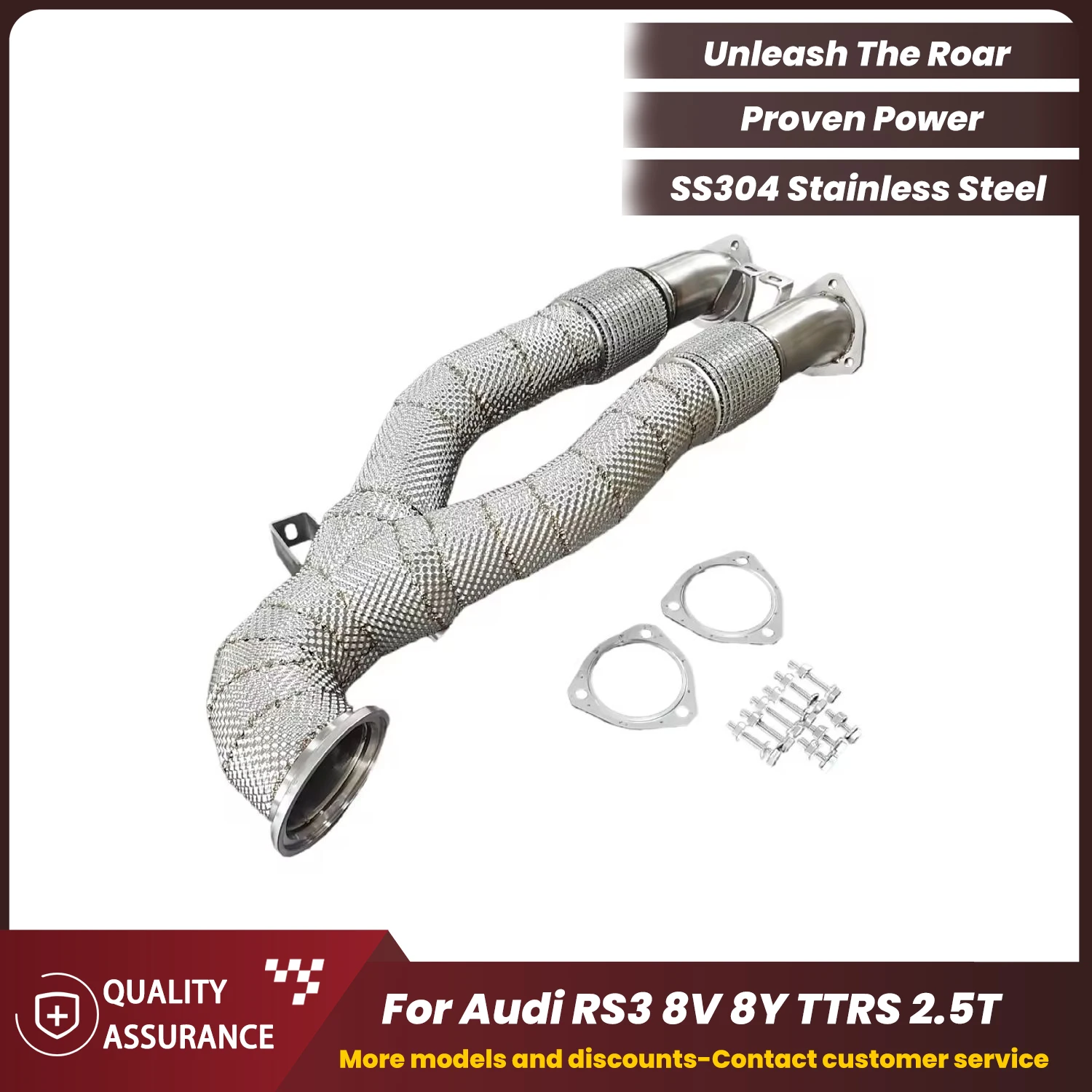 

ECCF SUS304 Stainless Steel Performance Downpipe with Heat Shield for Audi RS3 8V 8Y TTRS 2.5T