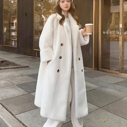 Thickened Long Suit Collar Coat with Fur Integrated Fur and Eco-friendly Fur Women's Coat