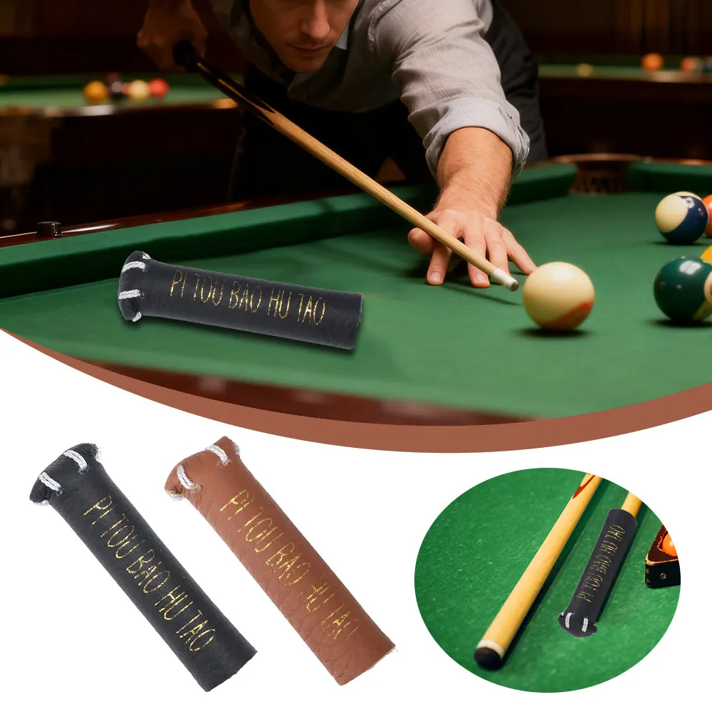 Durable Leather Billiard Cue Tip Cover Brown Portable Leather Cue Tip Cover Black Head Protective Cover Damage Protection