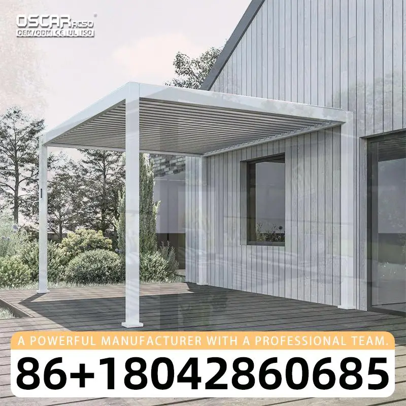 Outdoor Waterproof Aluminum Bioclimatic Pergola for Garden Patio Backyard with Weather Resistant Feature and Adjustable Design p