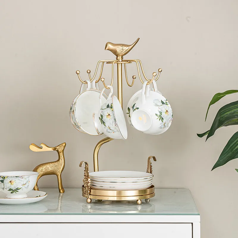 Coffee Cup Storage Rack, High-end Light Luxury Household Cup and Saucer Hanger, Living Room Dining Table, Water Cup Rack