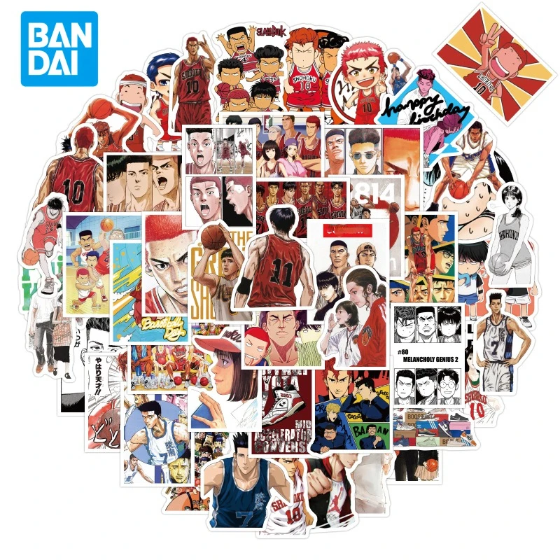 Bandai 50pcs Slam Dunk Graffiti Sticker Luggage Notebook Scooter Water Cup Handbook Decorative Sticker Waterproof Not Repeated