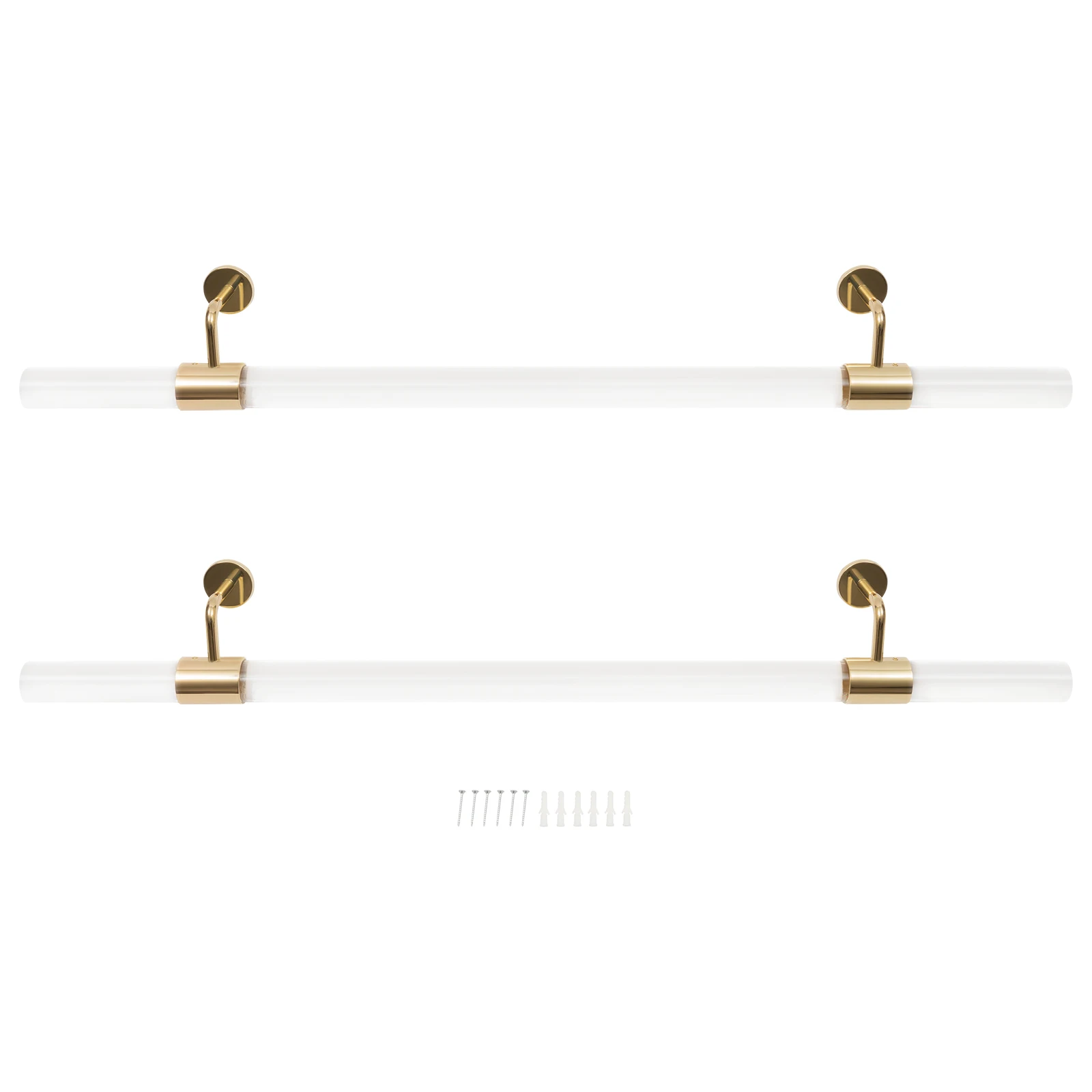 Acrylic Handrail with 176 lbs Weight Capacity, Golden Stainless Steel Brackets, 1.6-inch Round Handle Design – Safe, Easy