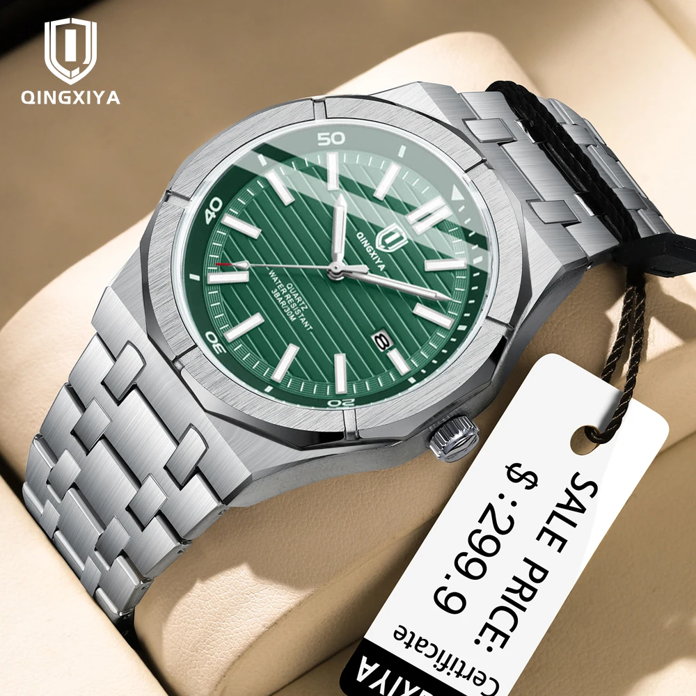 

QINGXIYA Brand Luxury Man Wristwatch High Quality Quartz Sports Business Men Watch Waterproof Luminous Date Week Men's Watches