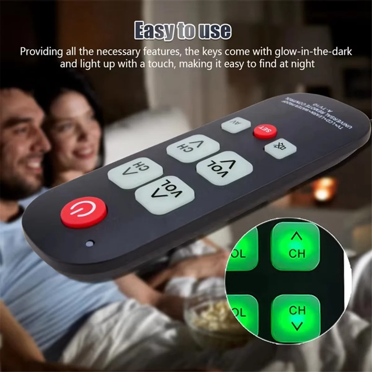 2025 + 2 قطعة A-TV10 TV عن بعد لكبار السن وحدة تحكم عالمية بسيطة مقاوم للماء التحكم عن بعد مع ضوء LED لجميع موديلات التلفزيون #5