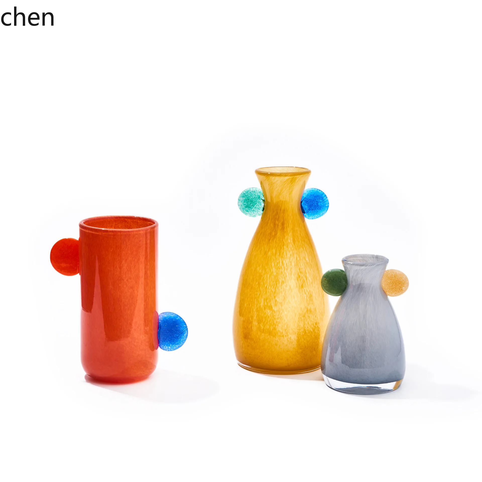 Zml double ears gradient medieval style small mouth vase dining table tv cabinet flower countertop soft decoration