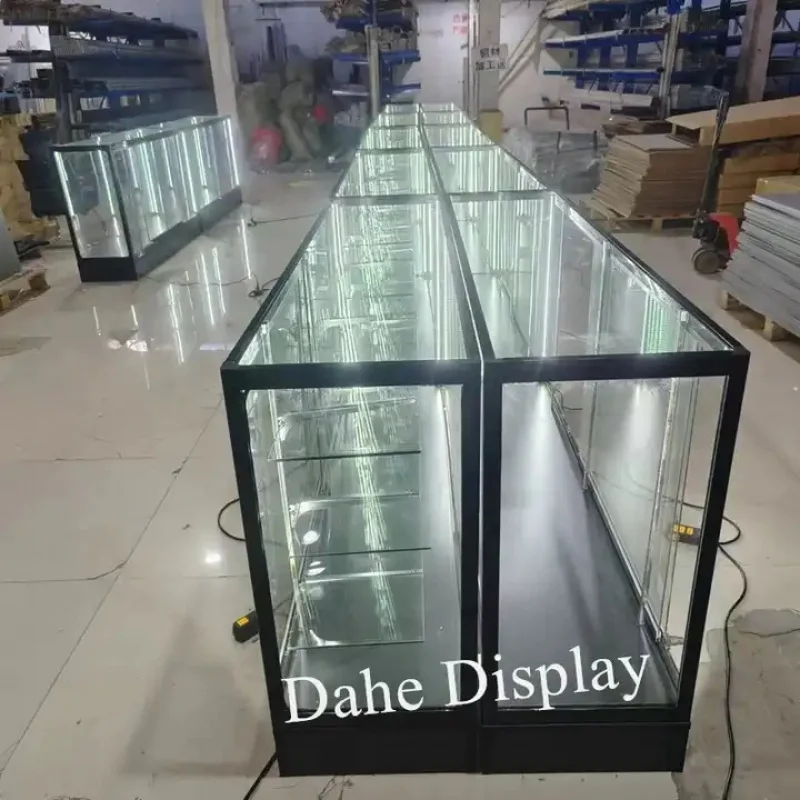 custom.70inch Retail Store Full Glass Display Cases Multipurpose Glass Counter Display with Lights Smoke Shop Showcase