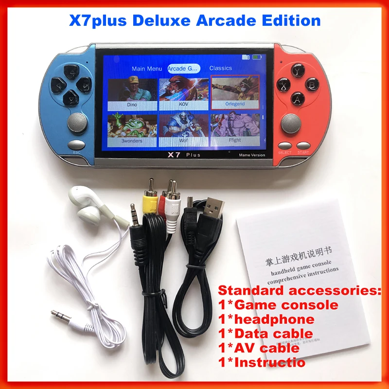 X7plus Video Game Console Player  for Gamapad Handheld Retro 5.1 inch Screen Mp4 Player Game x7 plus Support Video E-book