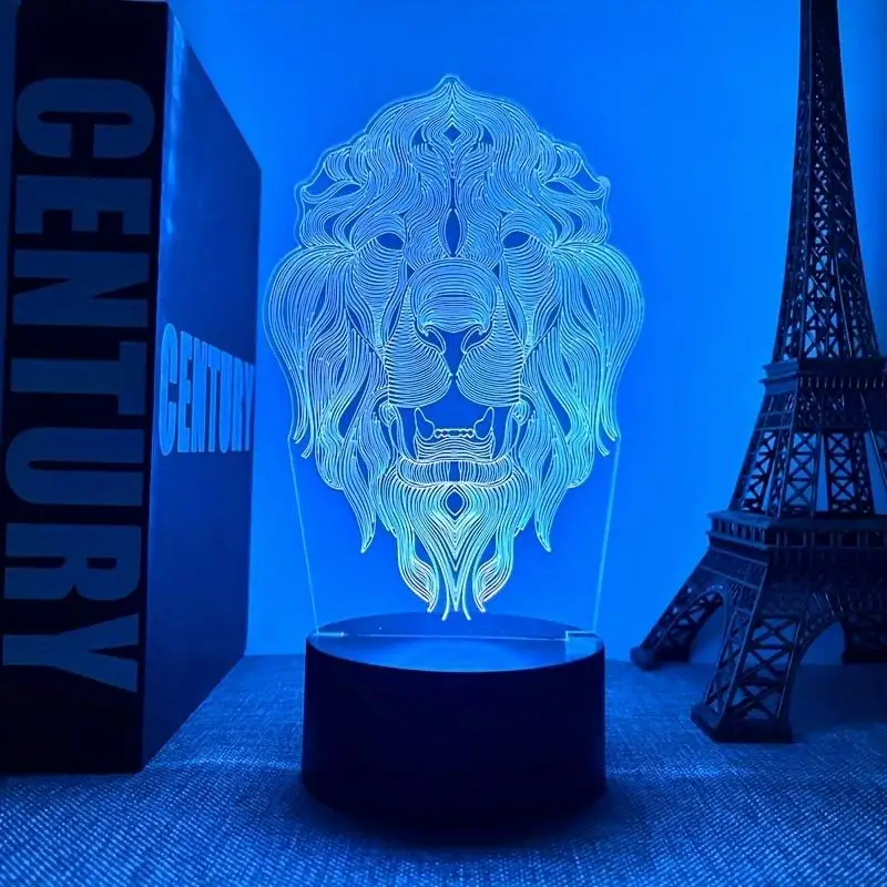 3D Nachtlicht Löwe kreative Desktop Schlafzimmer Atmosphäre Dekoration Licht 7 Farbe LED Tisch lampe Home Office Dekor Geschenk idee USB