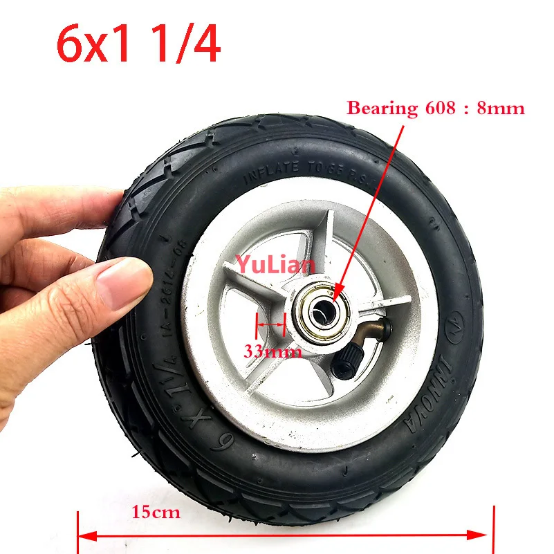 6x1 1/4 tyre 150MM Scooter Inflation Wheel Aluminium plastic Hub Inner Tube Electric Scooter 6 Inch Pneumatic Tire