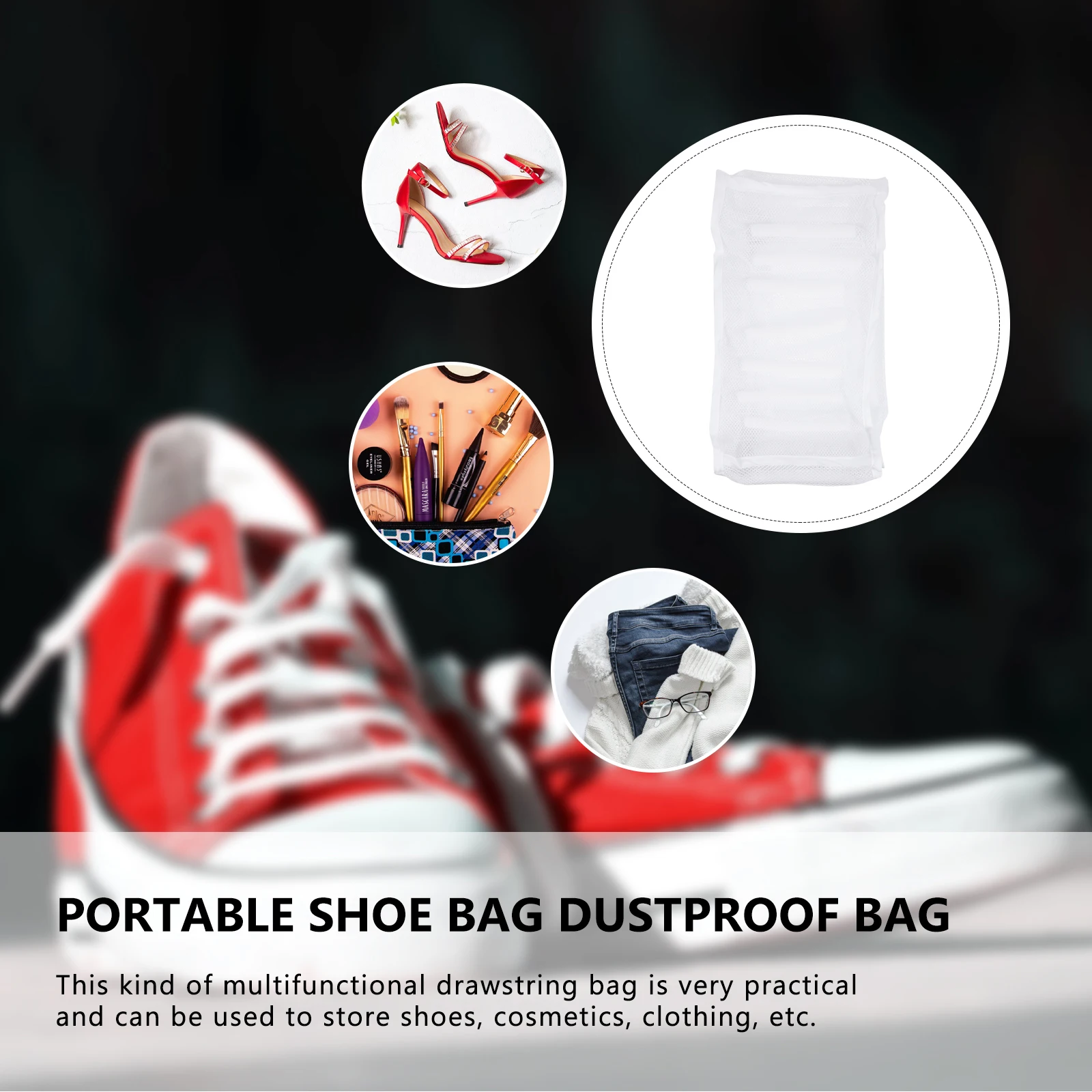 

2pcs Shoe Washing Bag Polyester Mesh Laundry Bag for Sneakers Athletic Shoes Reusable Breathable Clean Protect