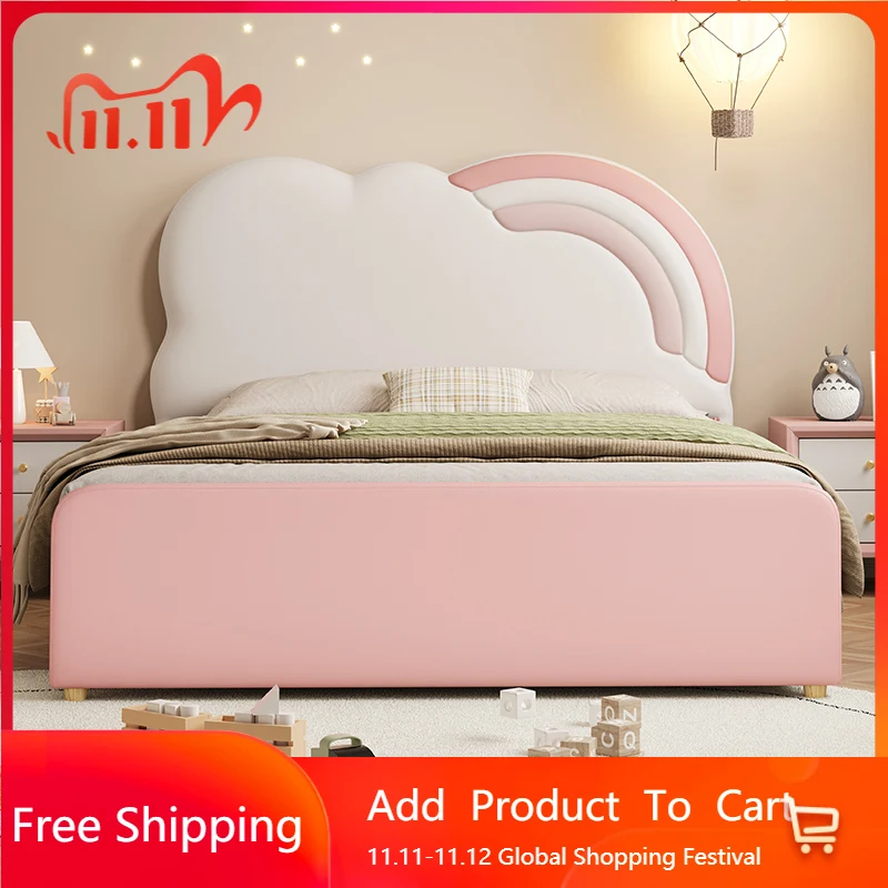 

Unique Pretty Childrens Bed Frame Girls Light Luxury Modern Bed Headboards Loft Villa Funky Modern Cama Infantil Hotel Furniture