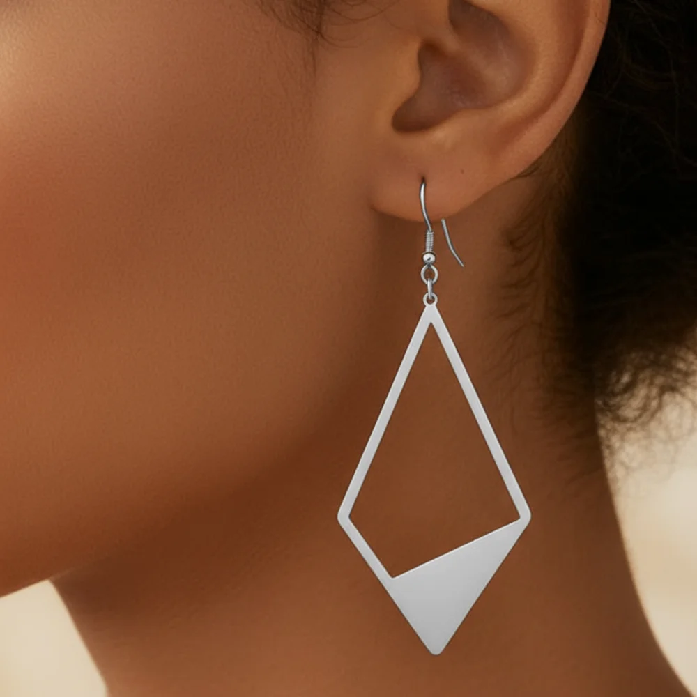Stainless Steel Fashion Geometric Openwork Pendant Earrings Women's Distinctive Trend-Setting Elegant Minimalist Ear Adornments