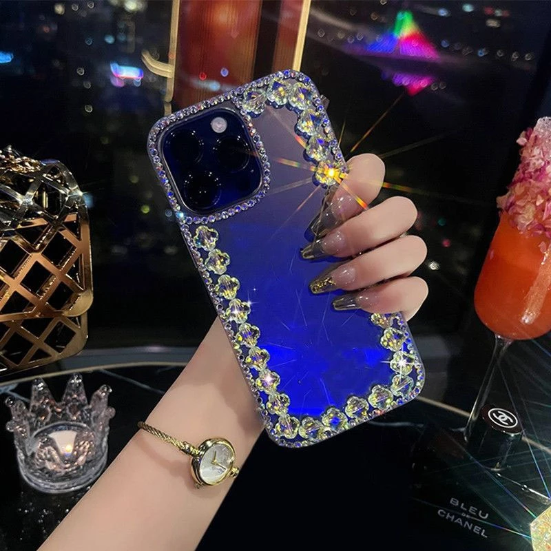 

For iPhone 15 Plus Pro Max Luxury Purple Bling Diamond Clear Glitter Phone Case Cover