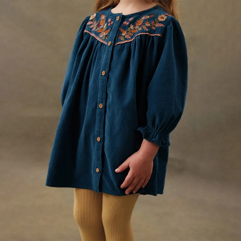 Kép 5: Children's Alvóhely 2025 autumn/winter LM retro Etnikai stílusú számára girlsembroidered virágos handcrafted golyós Kötött Pulóver Állott ízetlen beállítása